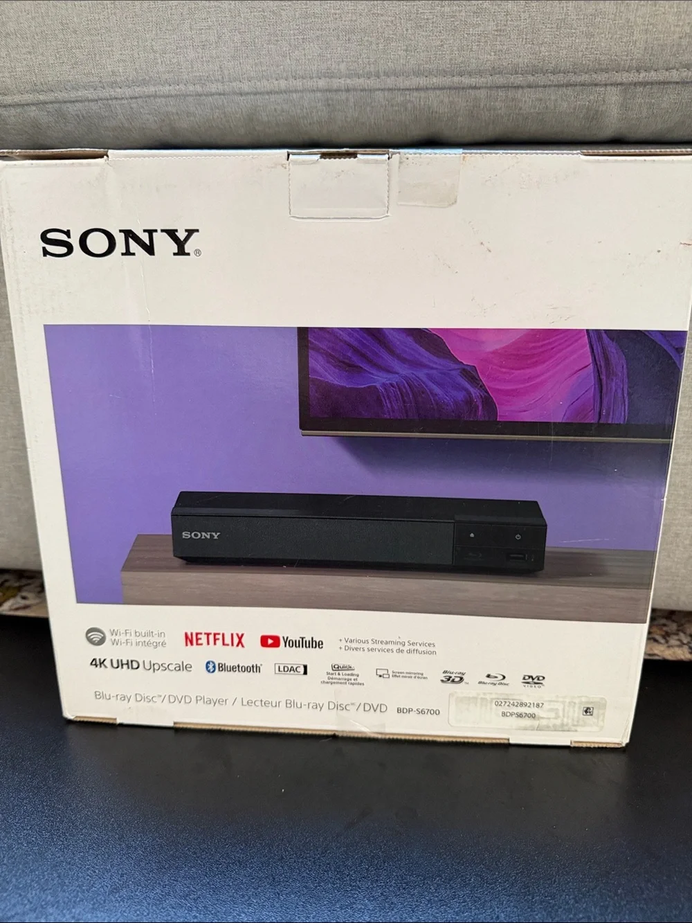 Sony BDP-S6700 Blu-Ray DVD Player Black Built-In Wi-Fi Bluetooth 4K Upscaling